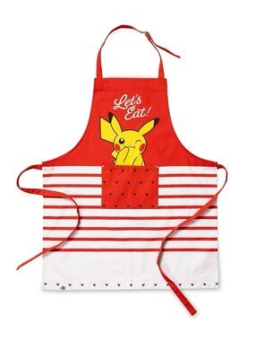 Pikachu "Let's Eat!" Red & White Striped Apron